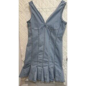 Denim Light Blue Mini Dress By Girlish Women’s Size Large Zip Closure